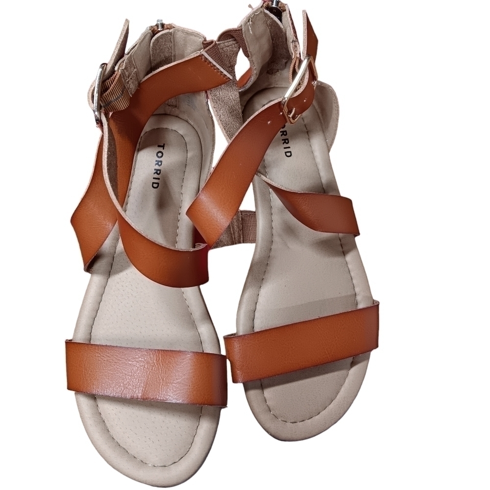 Torrid Women's Wide Width Tan Crisscross Gladiator Sandal Size 9W